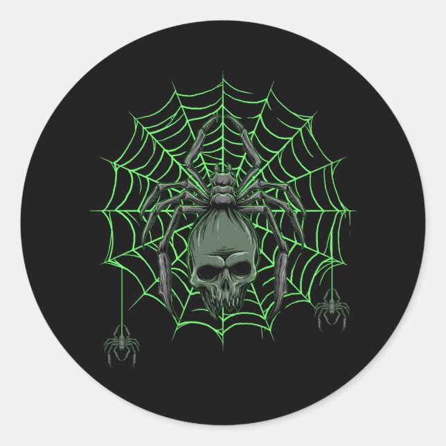 Sticker Rond Spider Web Crâne Horreur Costume d'Halloween Spide (Devant)