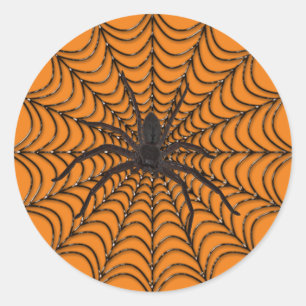 Sticker Rond Spider Web Et Black Spider Halloween