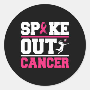 Sticker Rond Spike Out Cancer Volleyball Joueur Cancer du sein 