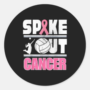 Sticker Rond Spike Out Cancer Volleyball Soutien pour le cancer