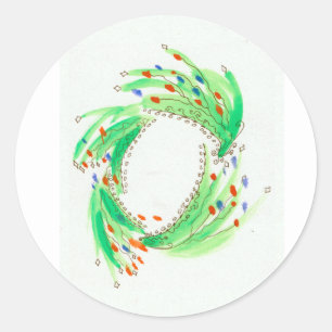 Sticker Rond Spikey Green Orange Blue Christmas Werath