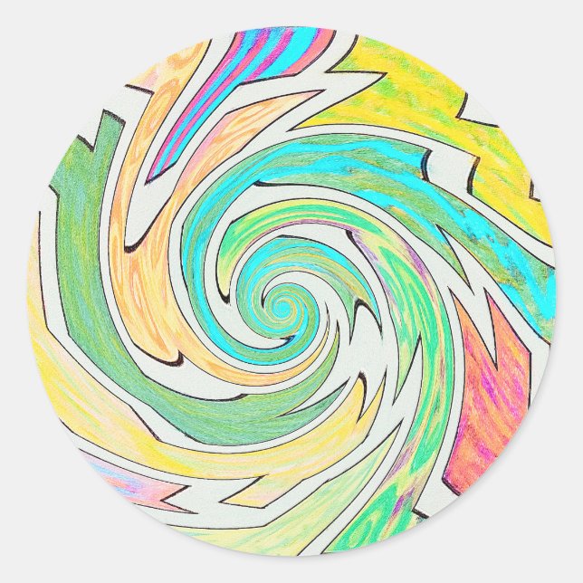 Sticker Rond Spiral Caught in Colorful Maze (Devant)