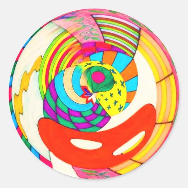 Sticker Rond Spiral of Lines and Colors (Devant)