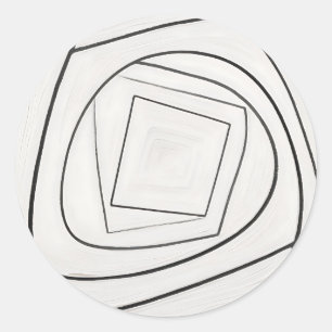 Sticker Rond Spirale Carrée Abstraite Noir Blanc