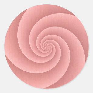 Sticker Rond Spirale en corail rose brossé texture métallique I