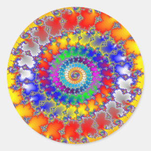 Sticker Rond Spirales fractales psychédéliques