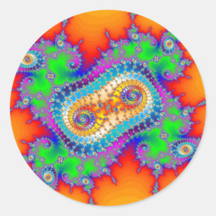 Sticker Rond Spirales fractales psychédéliques