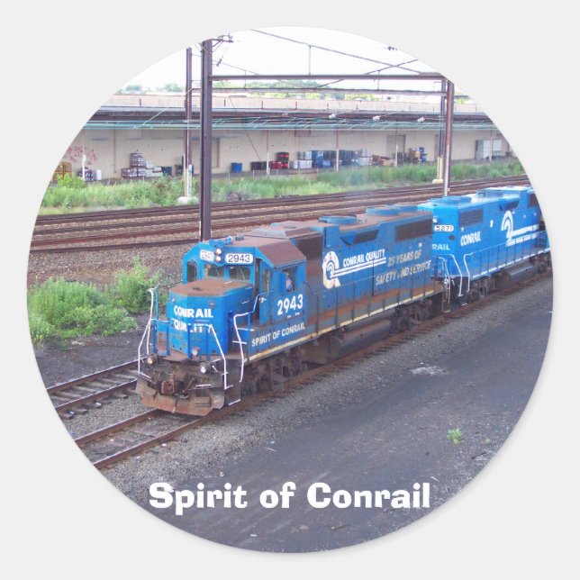 Sticker Rond Spirit of Conrail - GP38 - PRR #2943 dans Blue Pai (Devant)