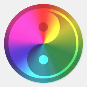 Sticker Rond Spirituel Yin Yang - Rainbow Design