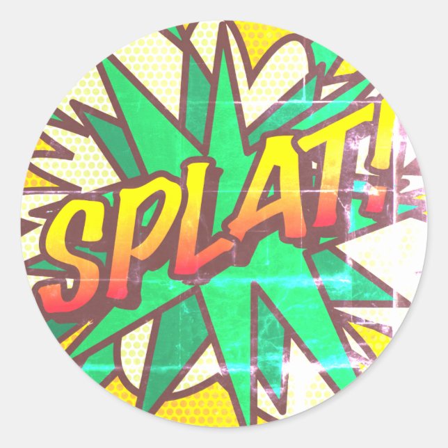 Sticker Rond SPLAT Bande dessinée rétro amusante Art Pop (Devant)