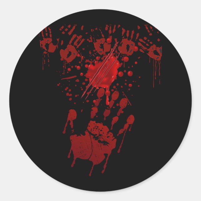 Sticker Rond Splatir Sanglant Empreinte Sanglante Main Rouge Zo (Devant)