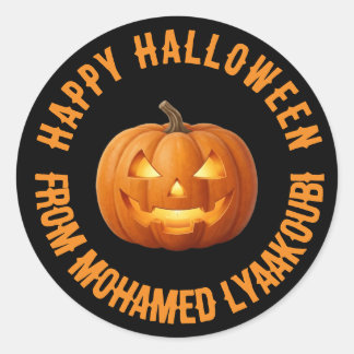 Sticker Rond Spooky Jack O Lantern Halloween Classic Round