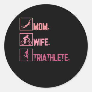 Sticker Rond Sport Maman Femme Triathlète Triathlète Triathlon