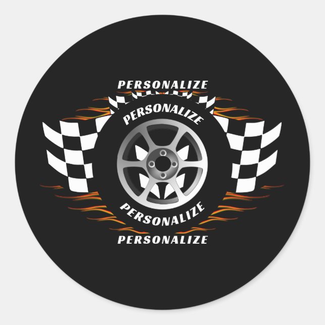Sticker Rond Sport Voiture Racing Personnaliser À damiers Drape (Devant)