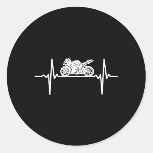 Sticker Rond Sportbike Ekg Biker Pulse Motorcycle Riders Hebeat