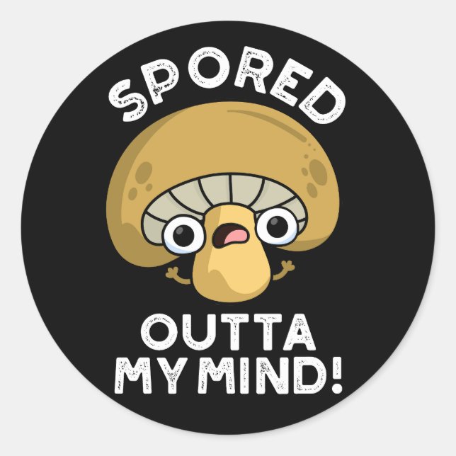 Sticker Rond Sportif Extérieur Mon Esprit Drôle Mushroom Pun Da (Devant)