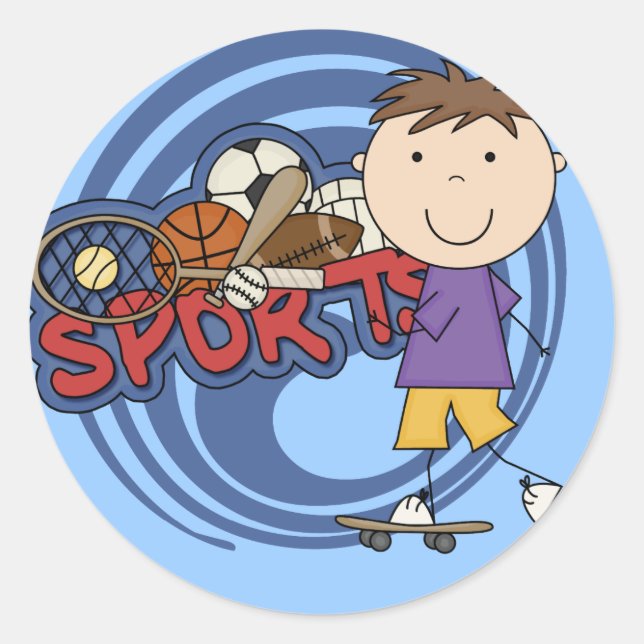 Sticker Rond Sports Boy Skateboarder - Tshirts et cadeaux (Devant)