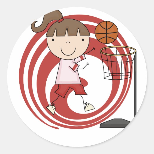 Sticker Rond Sports Girl - T-shirts et cadeaux de basket-ball (Devant)