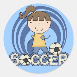 Sticker Rond Sports Girl - T-shirts et cadeaux de soccer