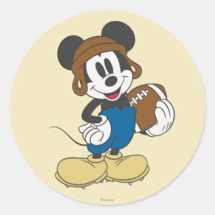 Sticker Rond Sporty Mickey   Tenir un football