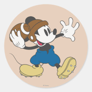 Sticker Rond Sporty Mickey   Throwing Football