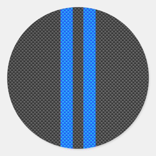 Sticker Rond Sporty Sky Blue Carbon Style Fibre Stripes de cour (Devant)