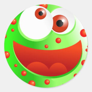 Sticker Rond Spotty Green Smilie