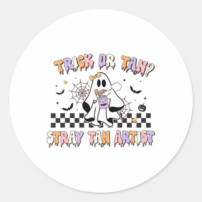 Sticker Rond Spray rétro Tan Artiste Halloween Fantômes Sthan T (Devant)