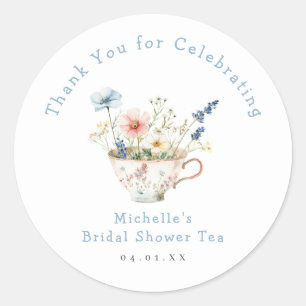 Sticker Rond Spring Floral Fête des mariées Tea Party
