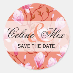 Sticker Rond Spring Flower Garden Enregistrer la date   melon