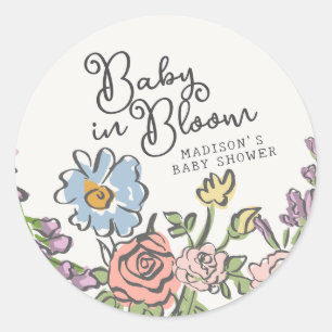Sticker Rond Spring Garden Party Pastel Floral Baby shower