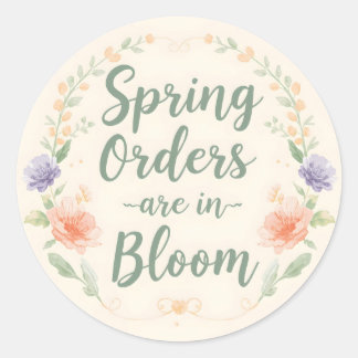 Sticker Rond Spring Orders are in blue Bloom