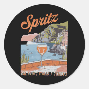 Sticker Rond Spritz Veneto Italia Vintage Vin Orange Queue 3 