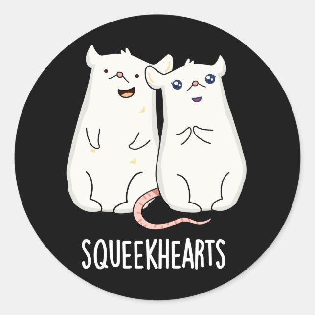 Sticker Rond Squeekhearts Funny Souse Sweetheart Pun Dark BG (Devant)
