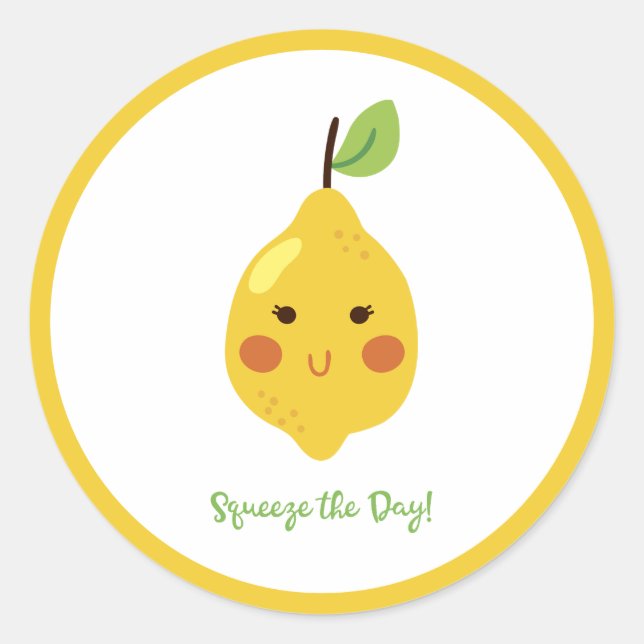 Sticker Rond Squeeze Day Punny Lemon (Devant)