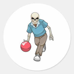 Sticker Rond Squelette au Bowling avec Bowling ball