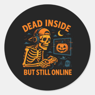 Sticker Rond Squelette de joueur mort à l'intérieur toujours en