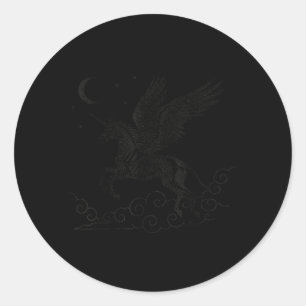 Sticker Rond Squelette de licorne Halloween gothique effrayant 