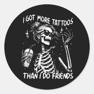 Sticker Rond Squelette de tatouage avec plus de tatouages que d
