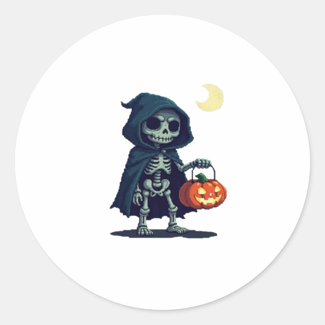 Sticker Rond squelette d'halloween (Devant)