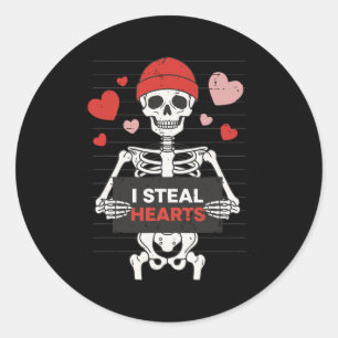 Sticker Rond Squelette Drôle De La Saint-Valentin Je Vole Des C