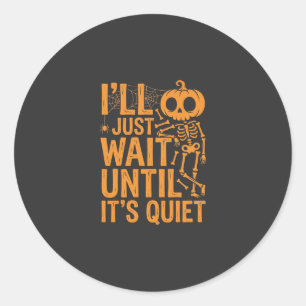 Sticker Rond Squelette drôle d'Halloween en attente de concepti