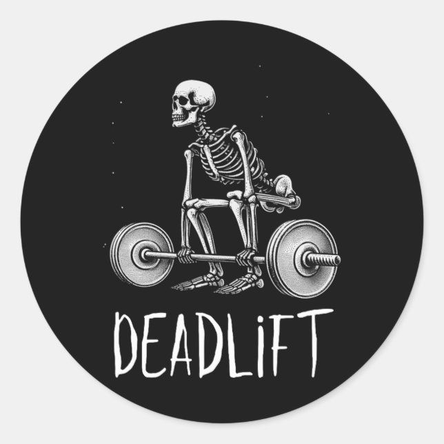 Sticker Rond Squelette Entraînement Halloween Poids Lifting Fit (Devant)