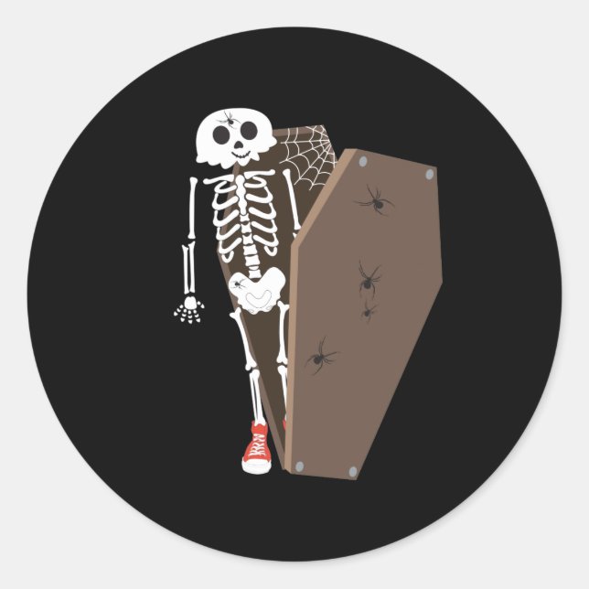 Sticker Rond Squelette et café Halloween Design (Devant)