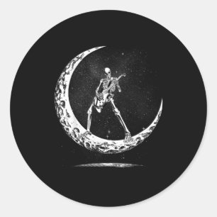 Sticker Rond Squelette jouant de la guitare pour groupe de rock