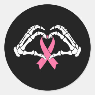 Sticker Rond Squelette Mains Tenant Ribbon Halloween Costume Ha