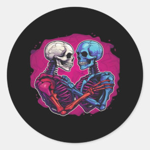 Sticker Rond Squelette traditionnel américain tenant main tatou
