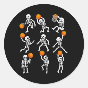 Sticker Rond Squelettes de baseball Halloween Café Gribouillis