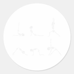 Sticker Rond Squelettes de yoga Asana Namaste Méditation drôle 