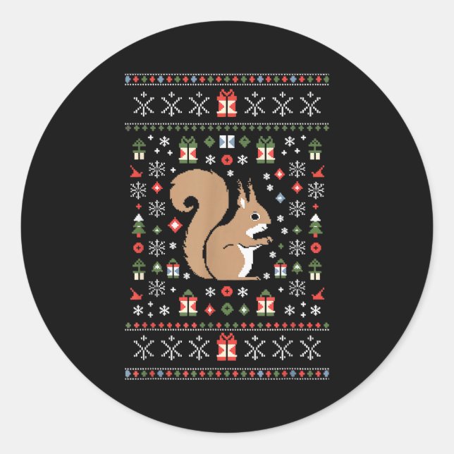 Sticker Rond Squirrel Ugly Christmas  (Devant)